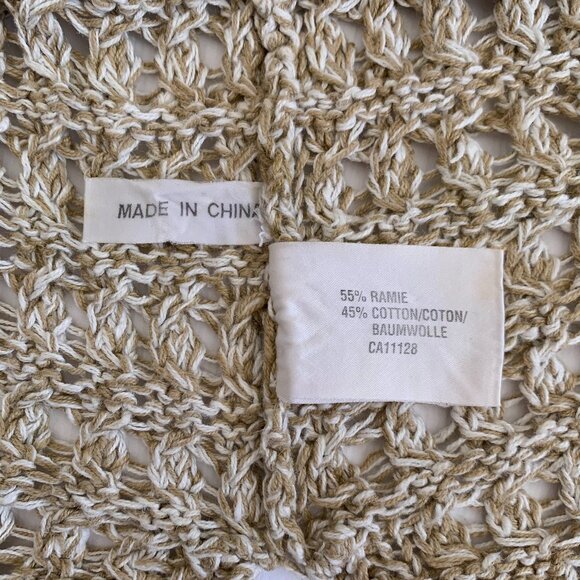 Jeffrey Rogers Crochet Knit Beige Crop Top  Coastal Grandma Cowgirl Cottagecore - Picture 9 of 11